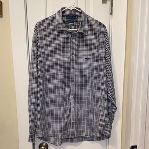 Men's Coastal Cotton size Large Navy and White Checkered Shirt